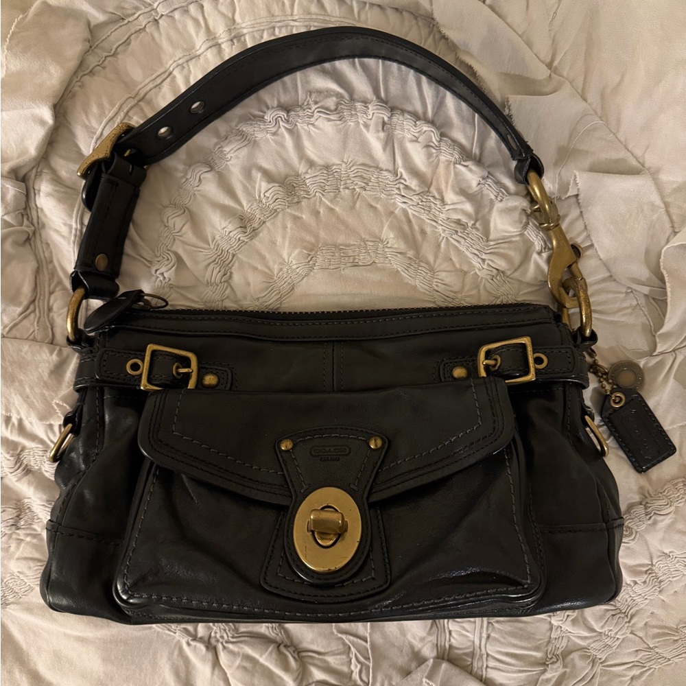 Coach Y2K Black Leather Shoulder Bag